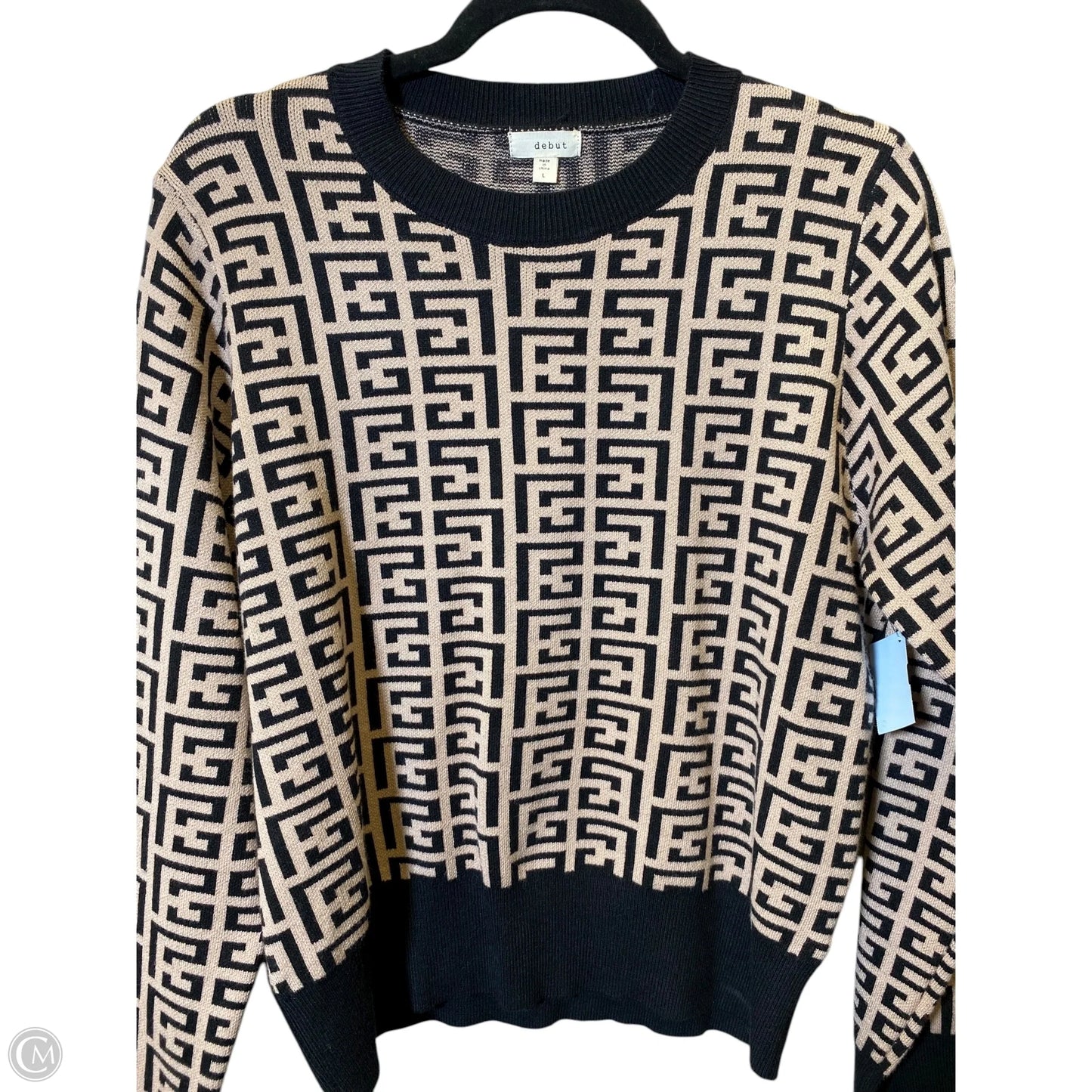 Sweater By Debut In Black & Cream, Size: L