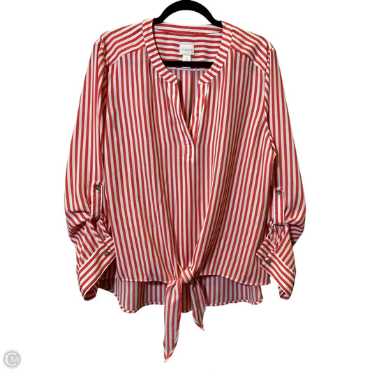 Top Long Sleeve By Chicos In Striped Pattern, Size: L