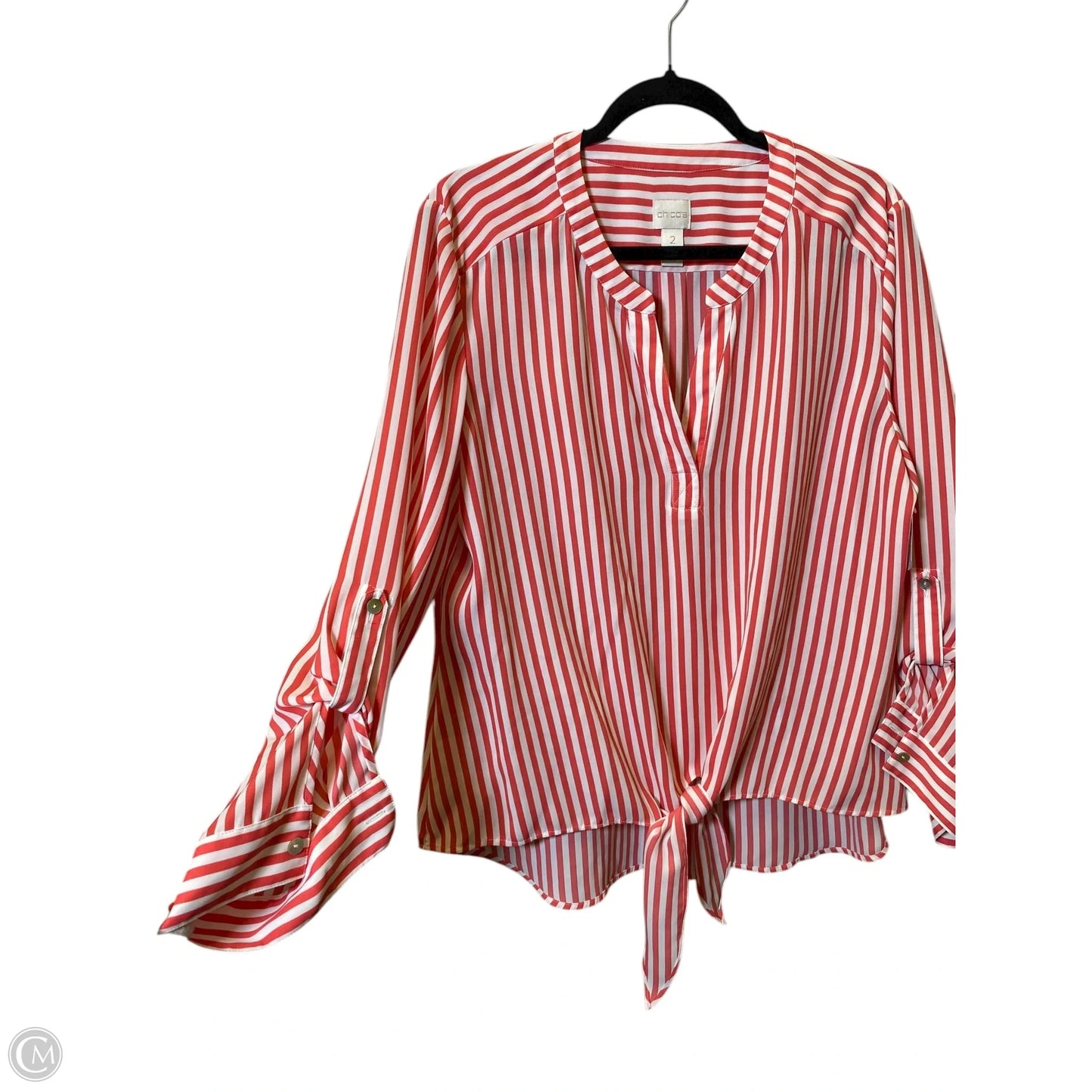 Top Long Sleeve By Chicos In Striped Pattern, Size: L