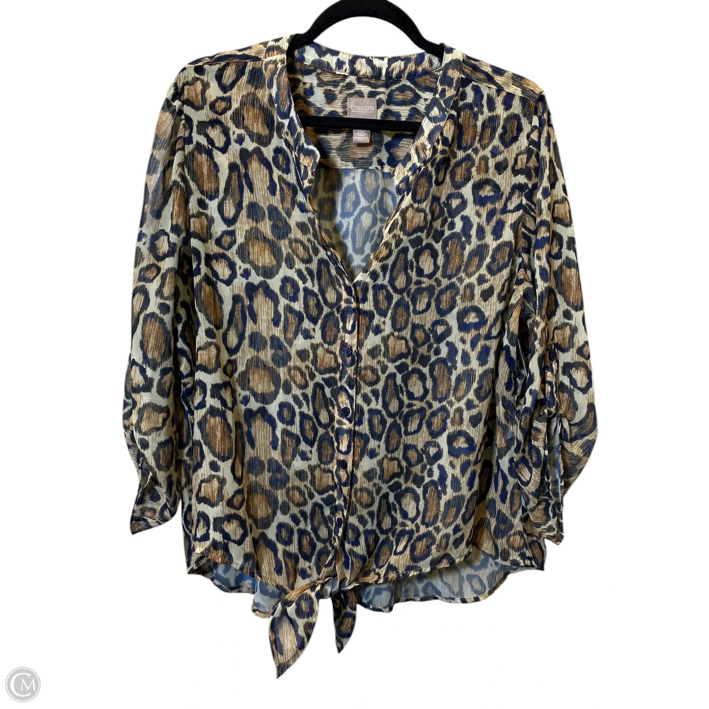 Top Long Sleeve By Chicos In Animal Print, Size: L