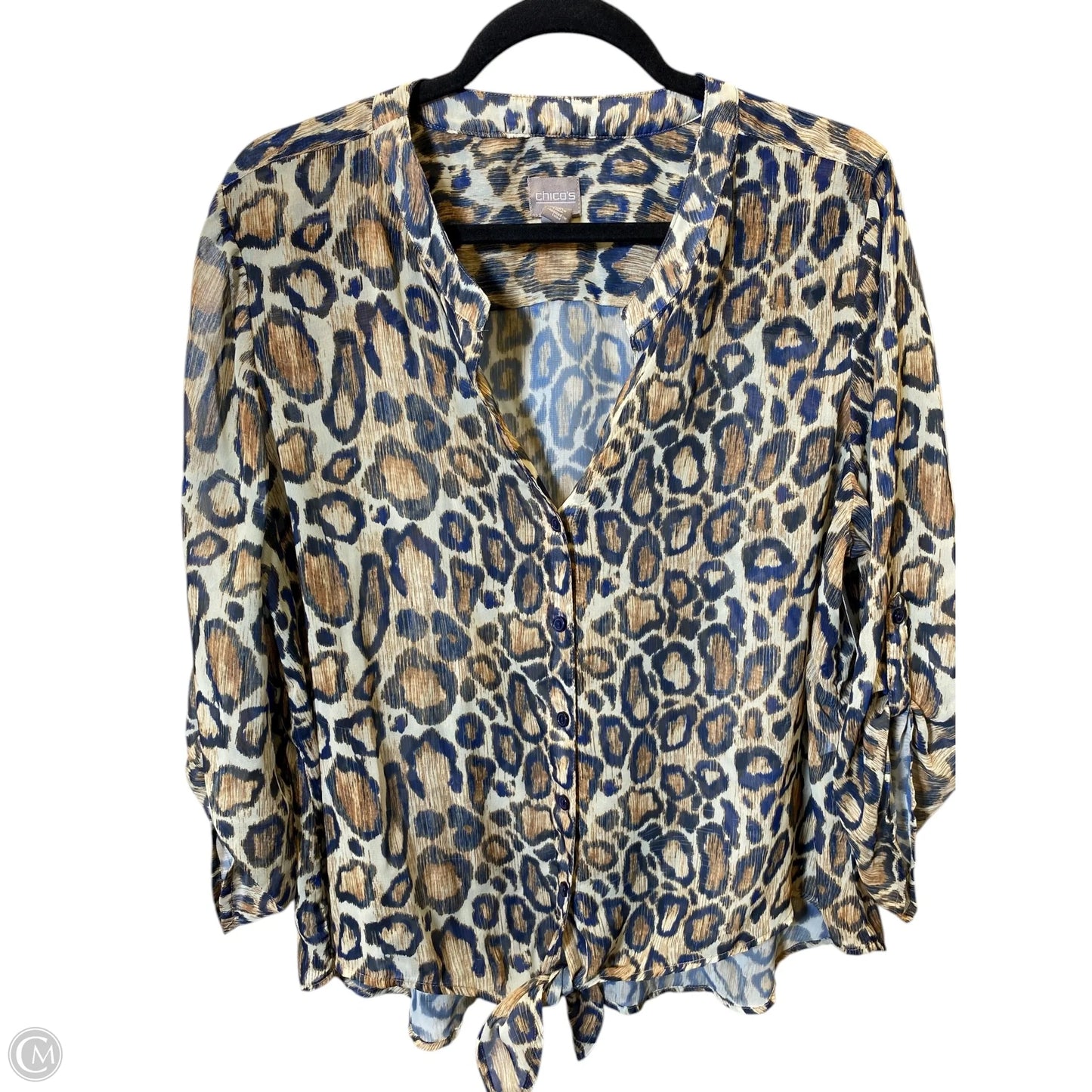 Top Long Sleeve By Chicos In Animal Print, Size: L