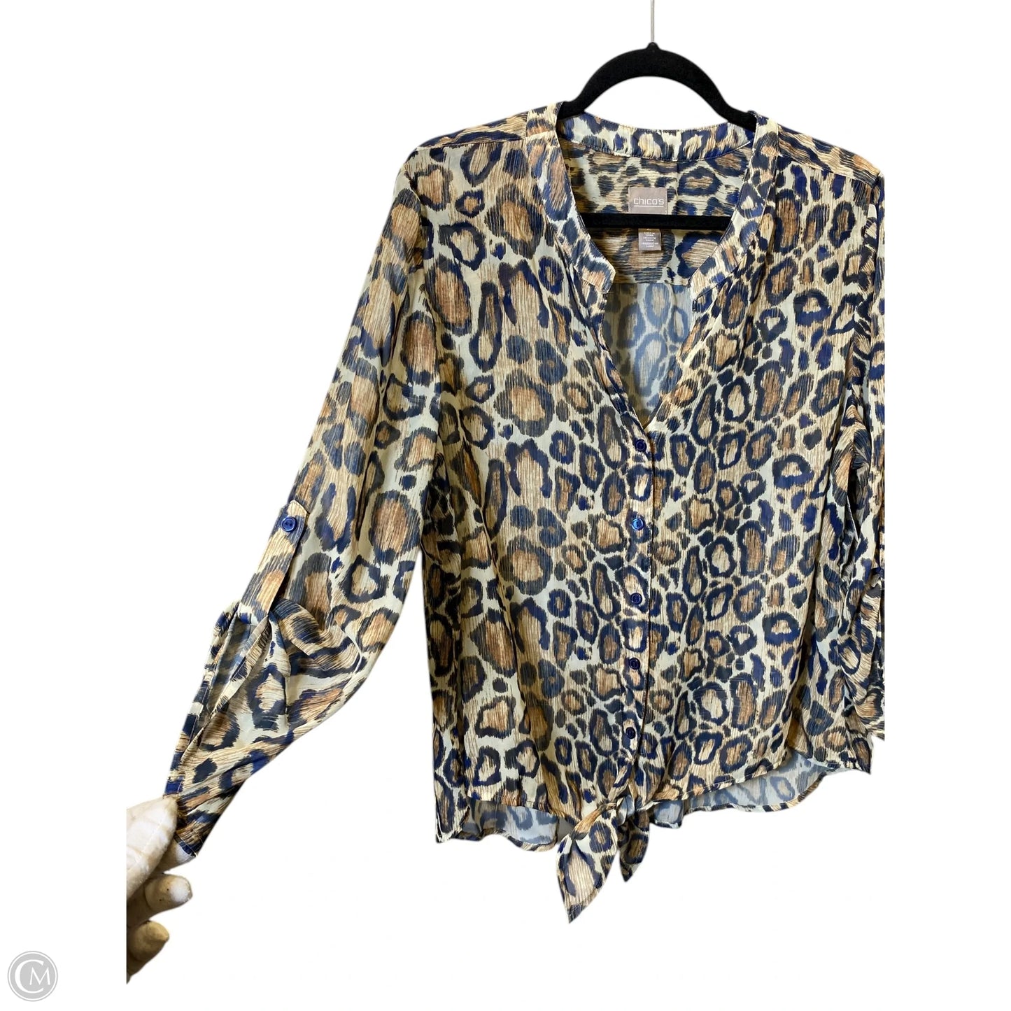 Top Long Sleeve By Chicos In Animal Print, Size: L