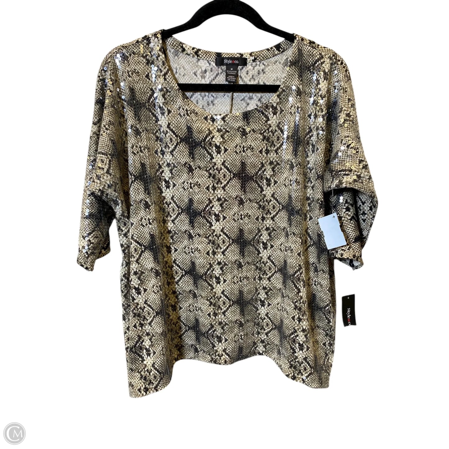 Top 3/4 Sleeve By Clothes Mentor In Snakeskin Print, Size: M