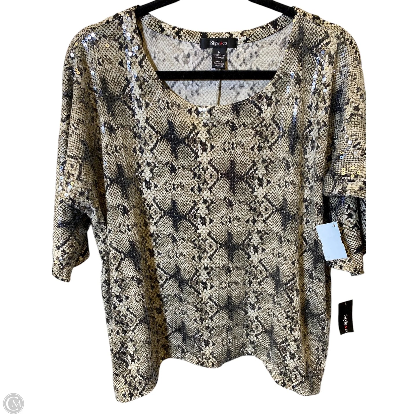 Top 3/4 Sleeve By Clothes Mentor In Snakeskin Print, Size: M