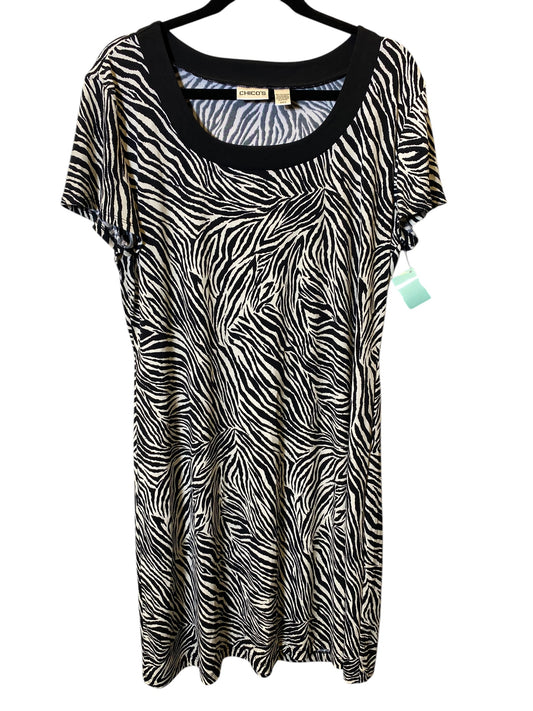 Dress Casual Midi By Chicos In Black & Cream, Size: Xl