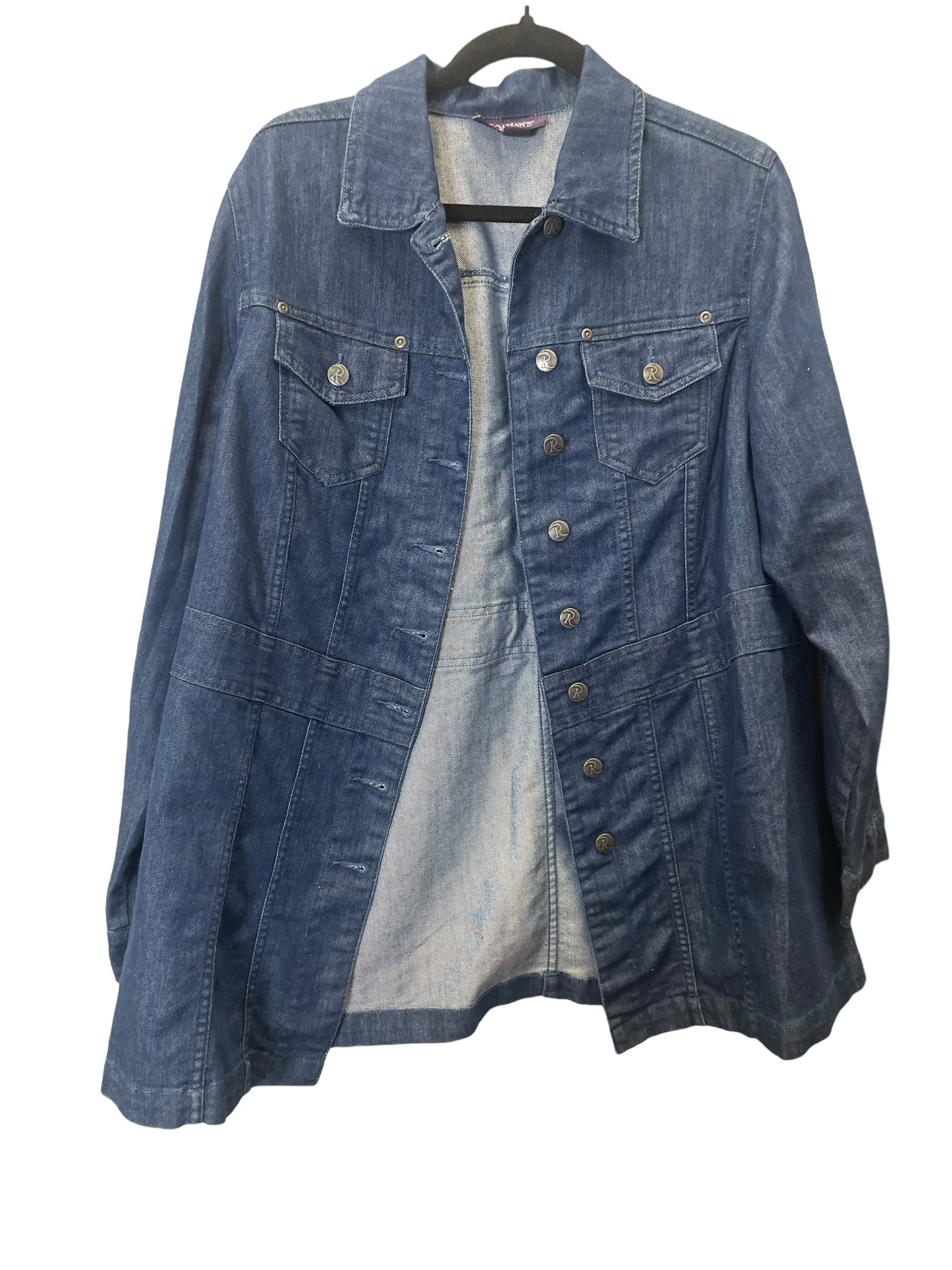 Jacket Denim By Romans In Blue Denim, Size: L