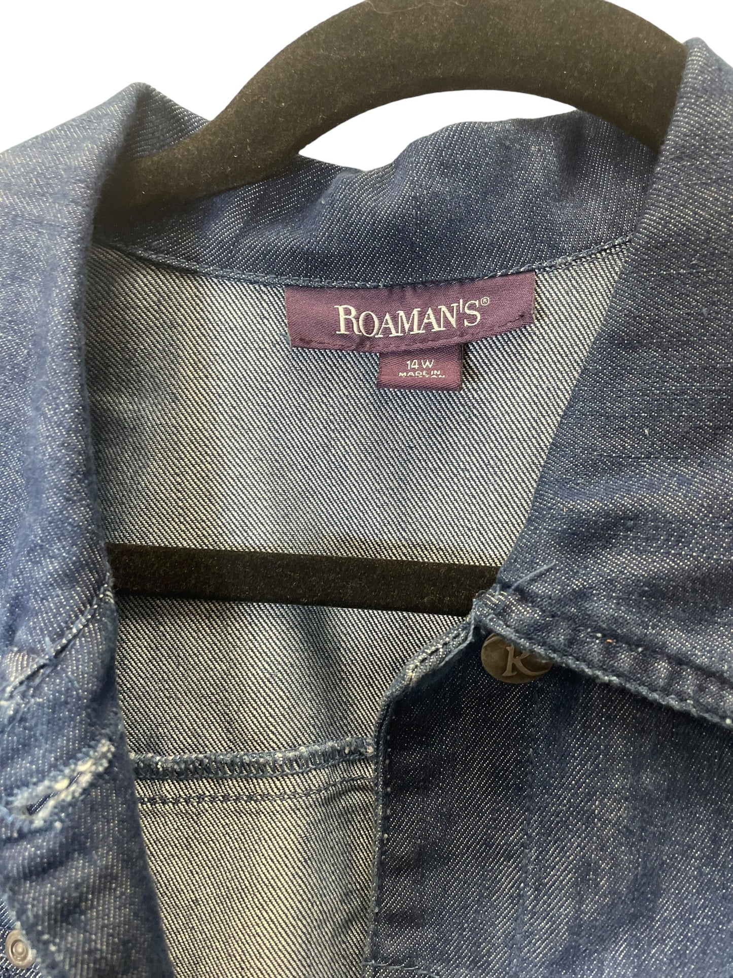 Jacket Denim By Romans In Blue Denim, Size: L