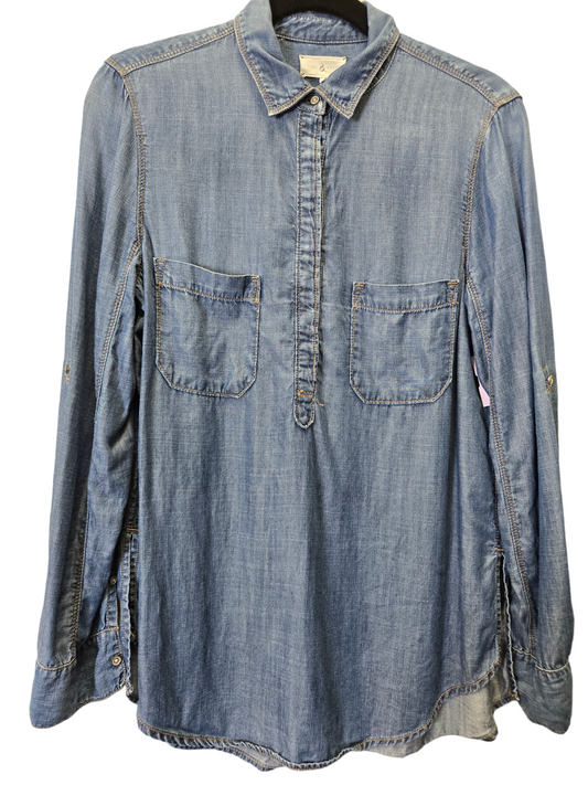 Blue Denim Blouse Long Sleeve Lou And Grey, Size S