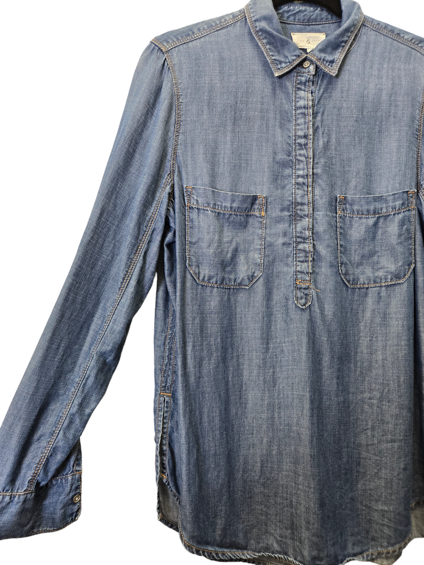 Blue Denim Blouse Long Sleeve Lou And Grey, Size S