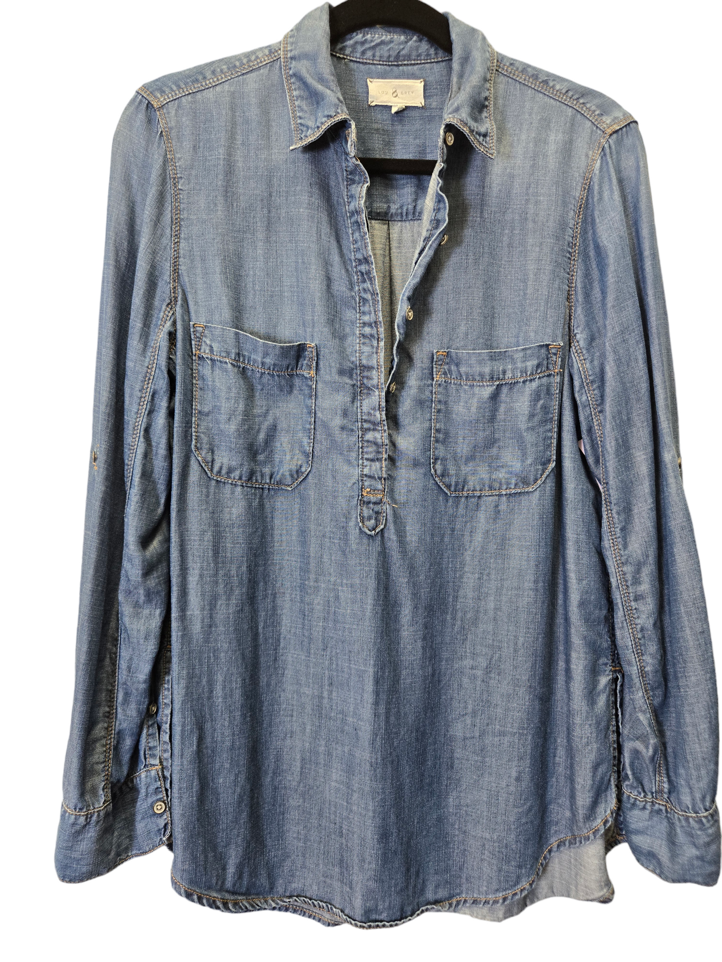 Blue Denim Blouse Long Sleeve Lou And Grey, Size S