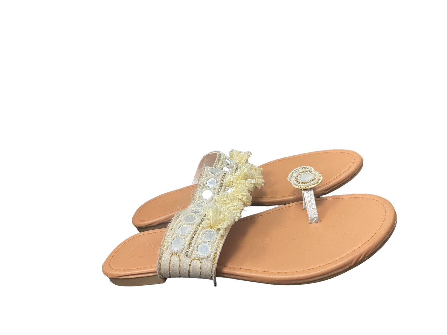 White Sandals Flats Cmc, Size 11