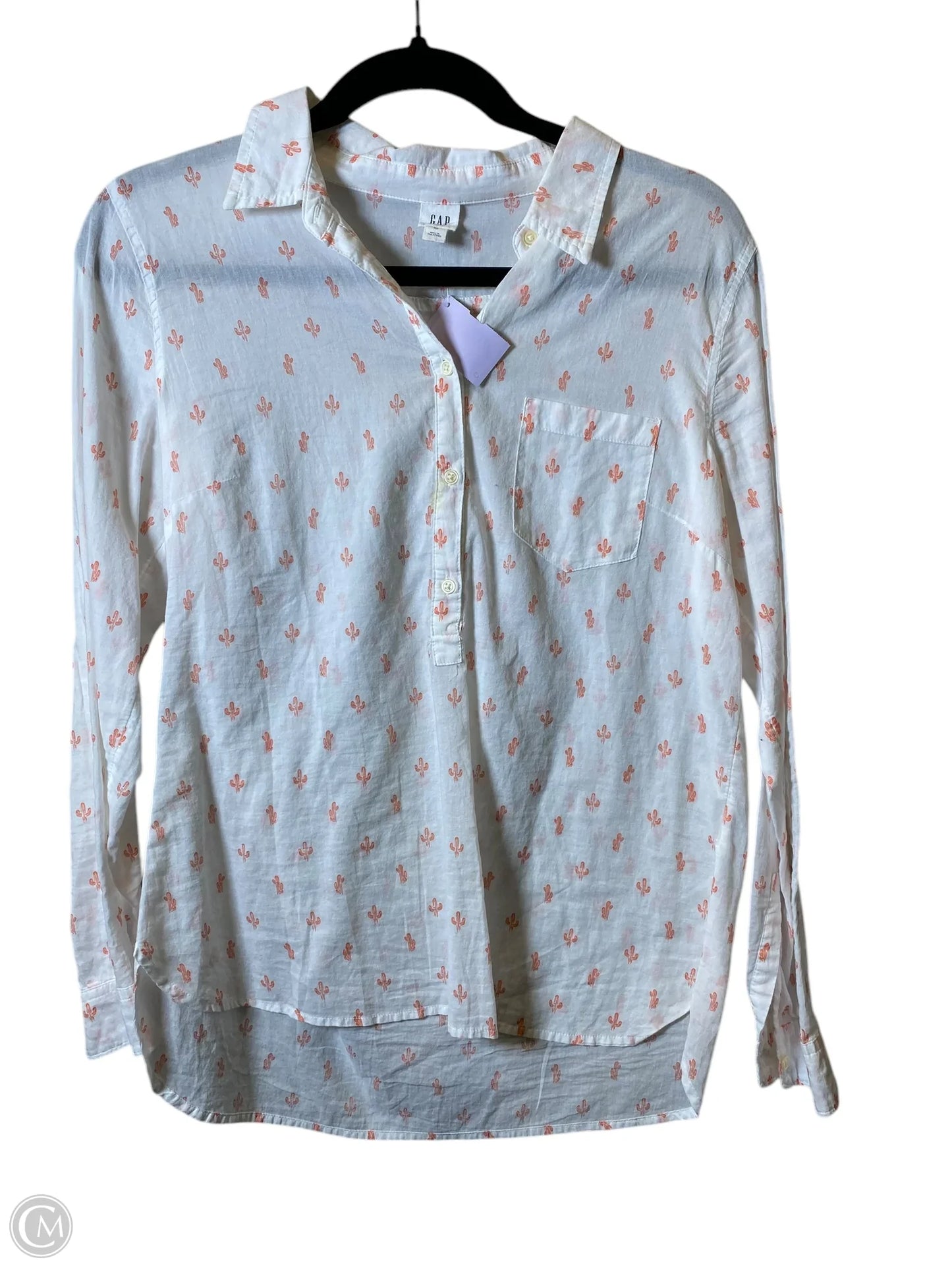 Blouse Long Sleeve By Gap In Orange & White, Size: Xs