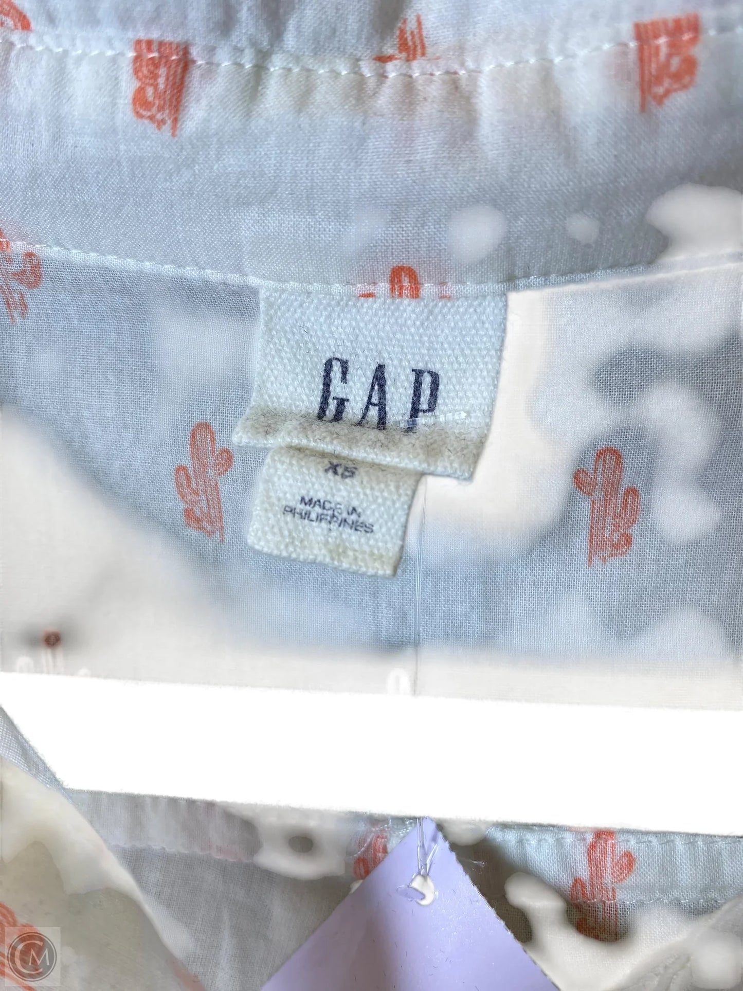 Blouse Long Sleeve By Gap In Orange & White, Size: Xs