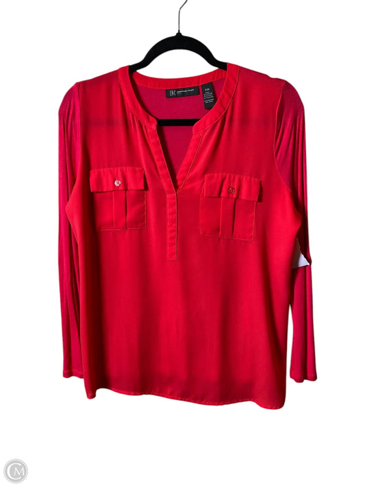 Blouse Long Sleeve By Inc In Red, Size: M