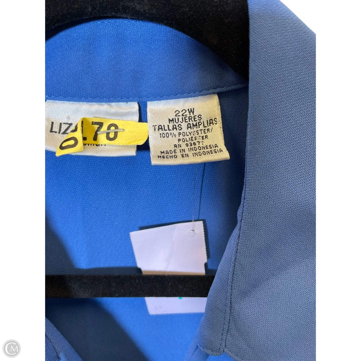 Blouse Short Sleeve By Liz Baker In Blue, Size: 3x