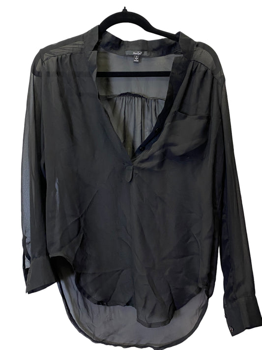 Blouse Long Sleeve By Papaya In Black, Size: S