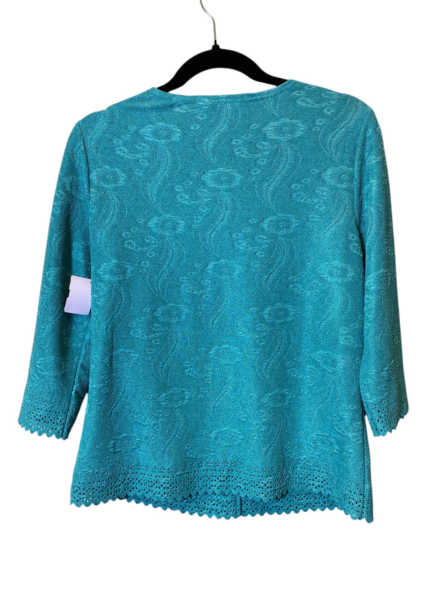 Blouse 3/4 Sleeve By Rebecca Malone In Teal, Size: M