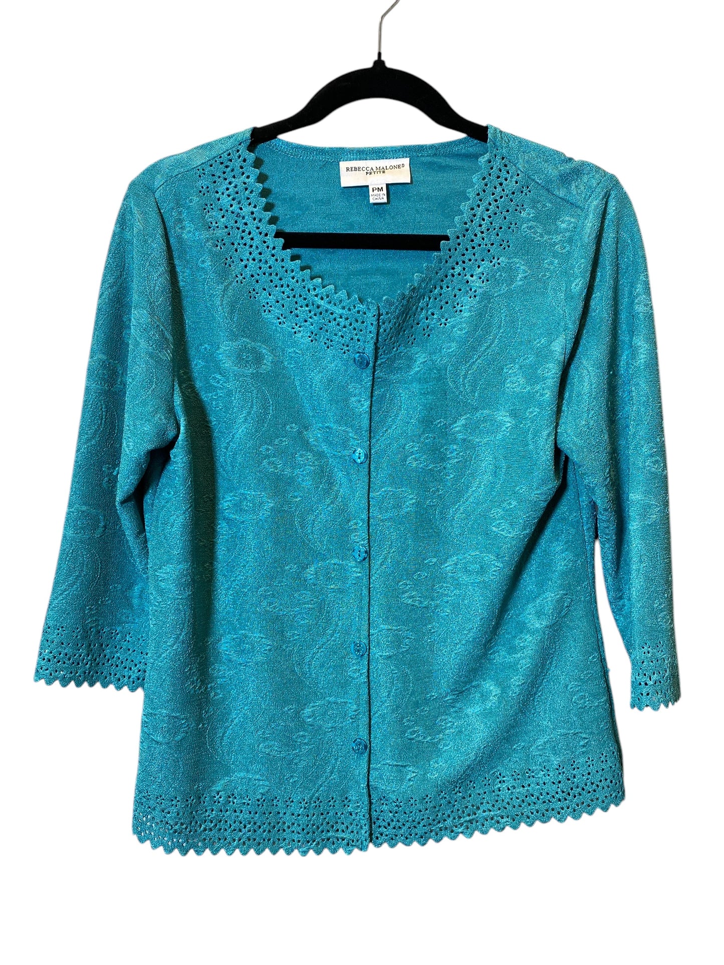 Blouse 3/4 Sleeve By Rebecca Malone In Teal, Size: M