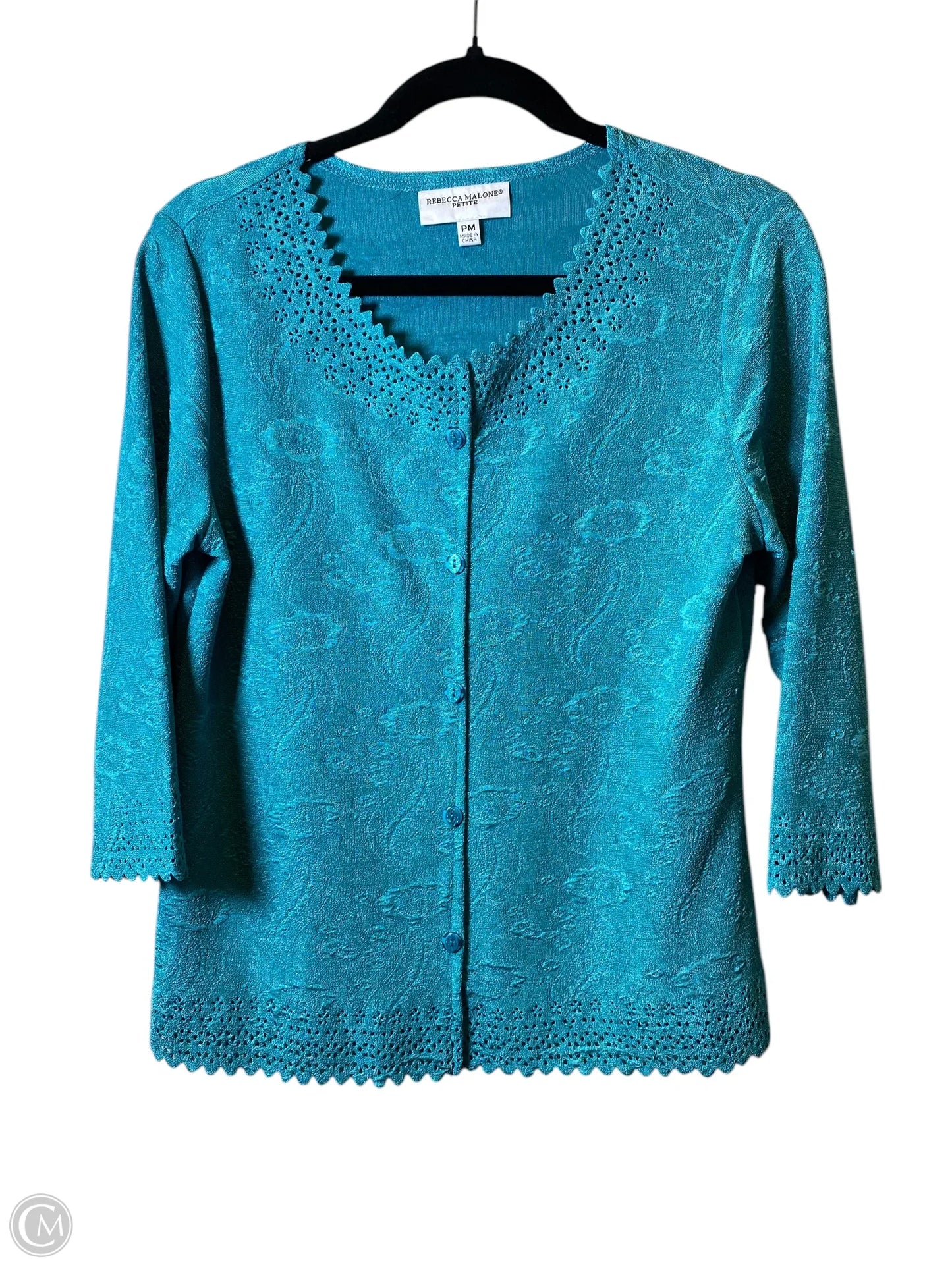 Blouse 3/4 Sleeve By Rebecca Malone In Teal, Size: M