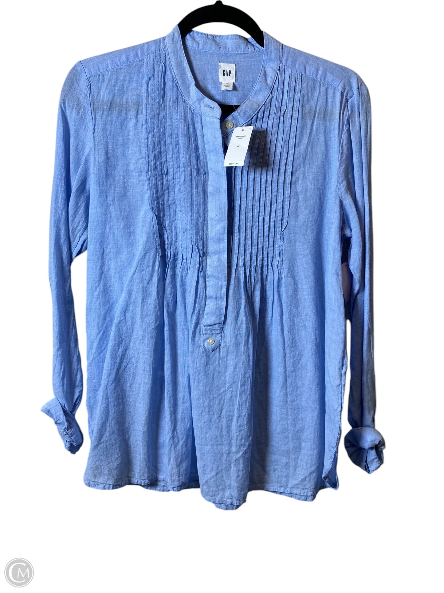 Blouse Long Sleeve By Gap In Blue, Size: M