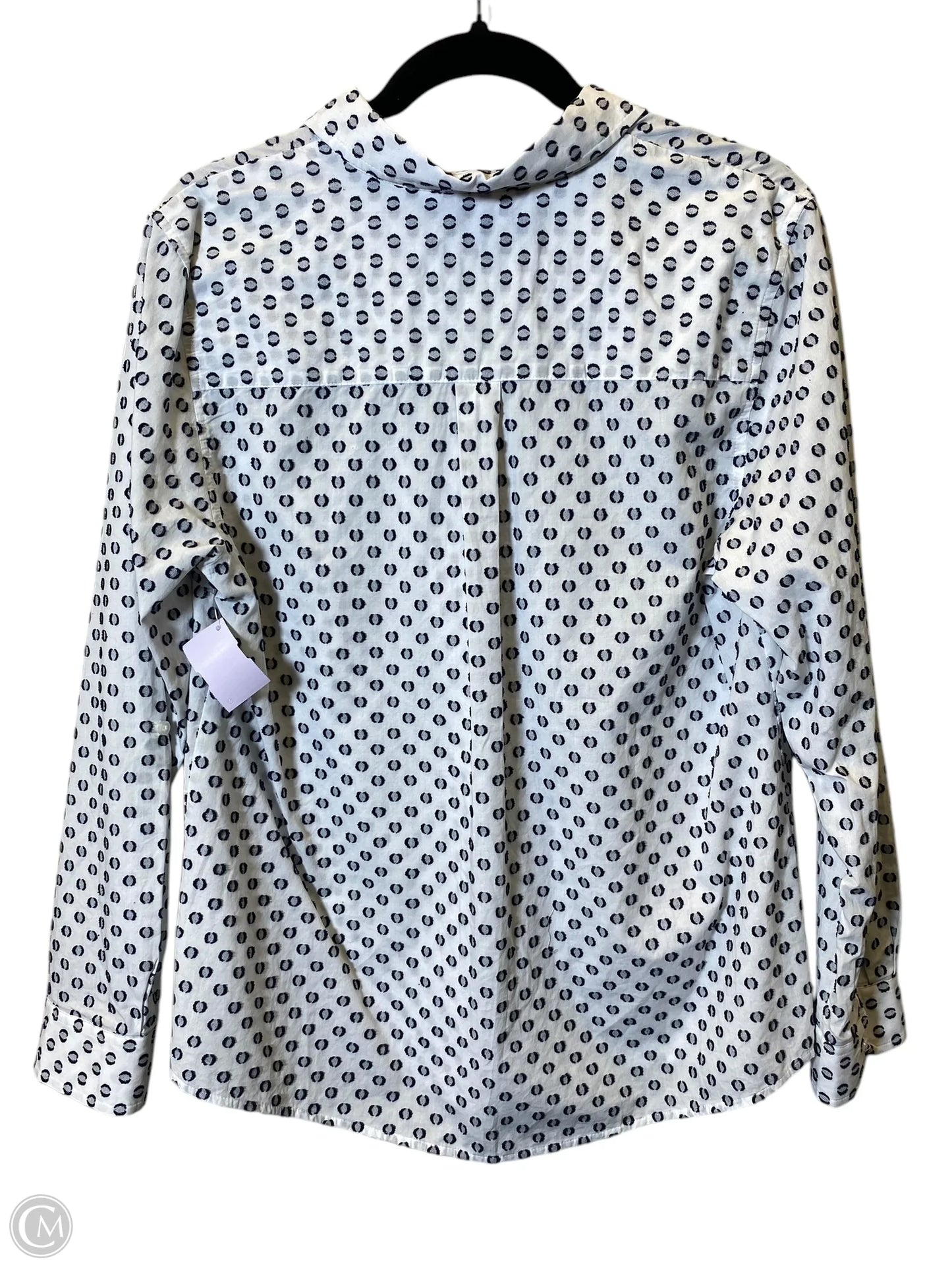 Blouse Long Sleeve By Charter Club In Polkadot Pattern, Size: L