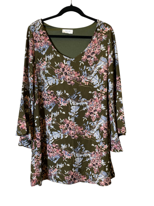 Dress Casual Midi By Peach Love Cream California In Floral Print, Size: L