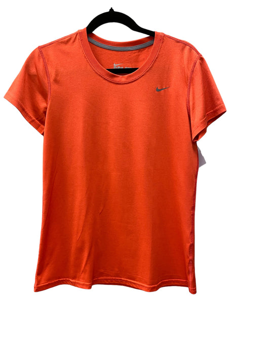 Athletic Top Short Sleeve By Nike In Orange, Size: M