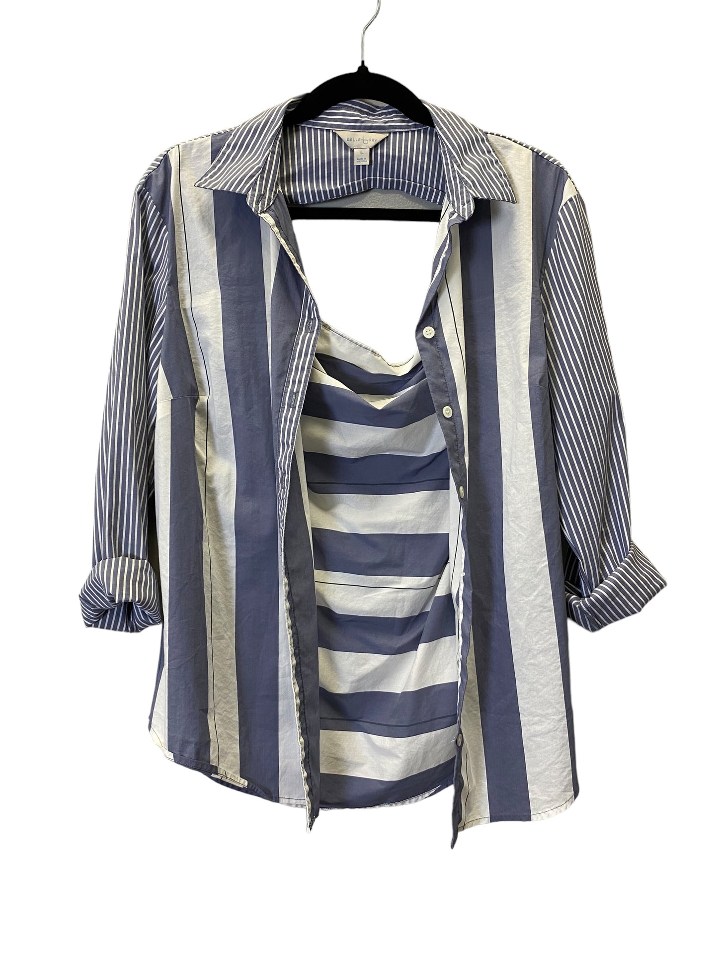 Striped Pattern Blouse Long Sleeve Belle + Sky, Size L