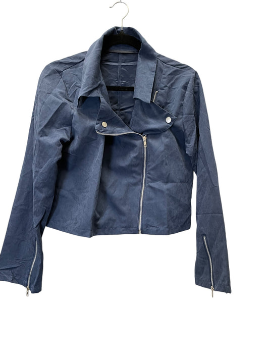 Jacket Moto By Clothes Mentor In Navy, Size: L