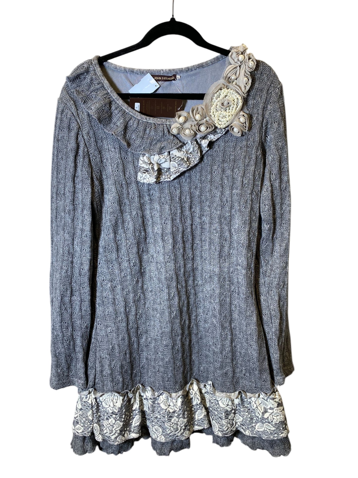 Dress Sweater By Clothes Mentor In Grey, Size: Xl