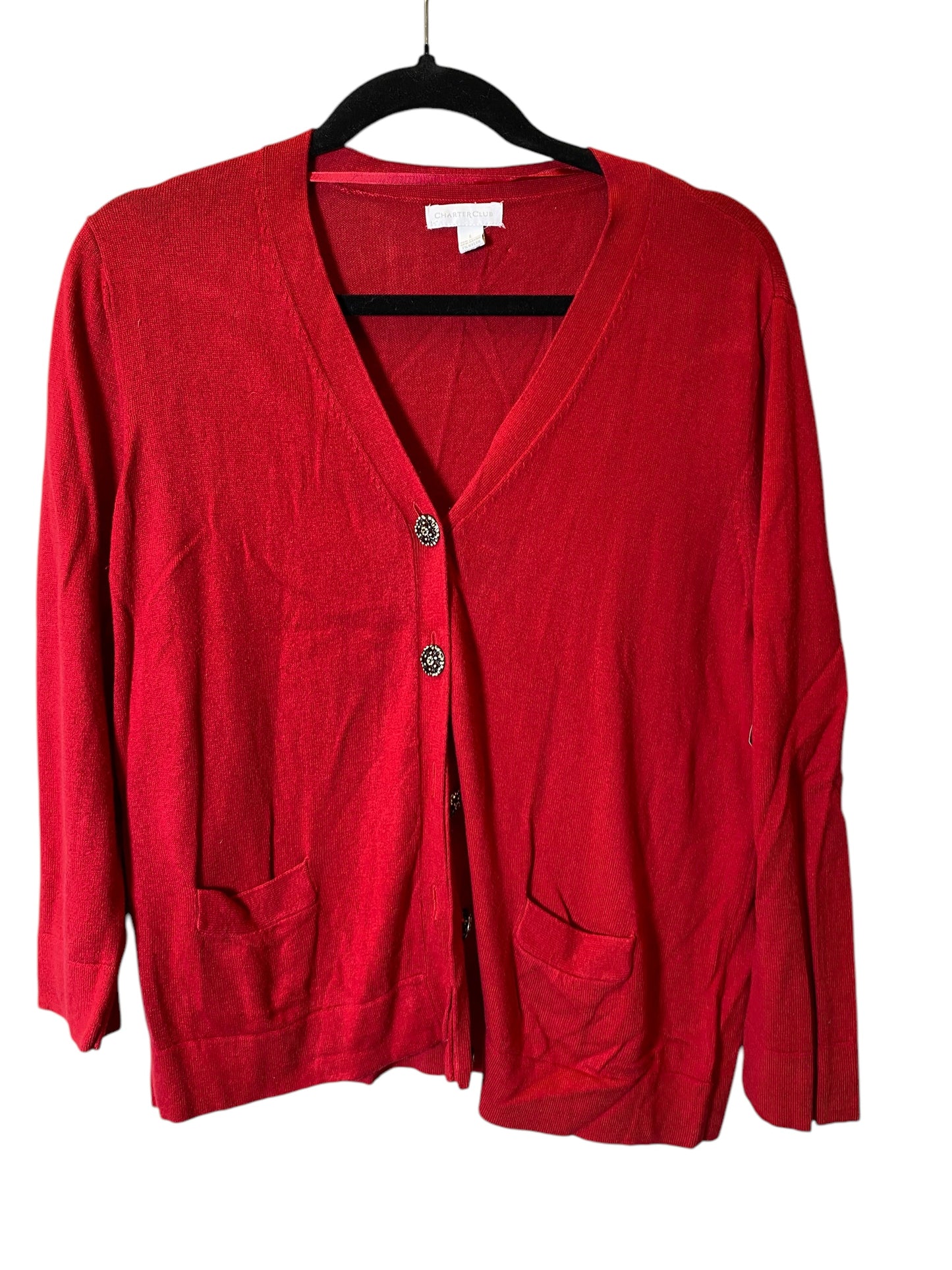 Sweater By Charter Club In Red, Size: L