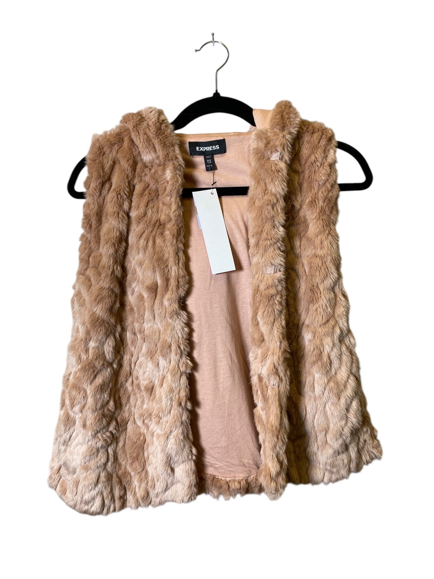 Vest Faux Fur & Sherpa By Express In Peach, Size: S