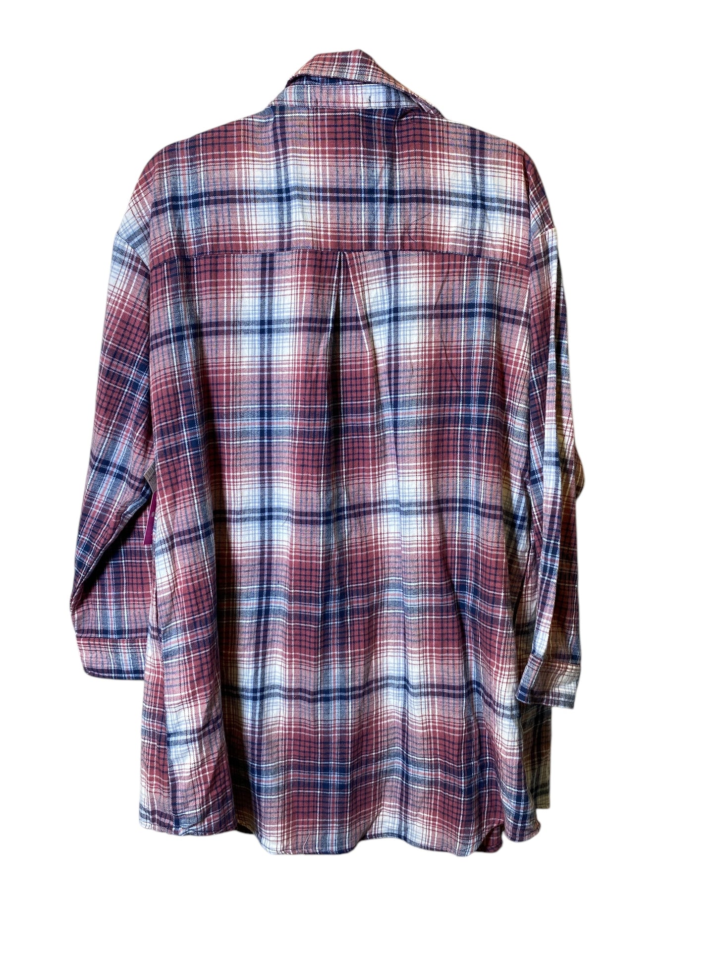 Tunic Long Sleeve By Forever 21 In Checkered Pattern, Size: M