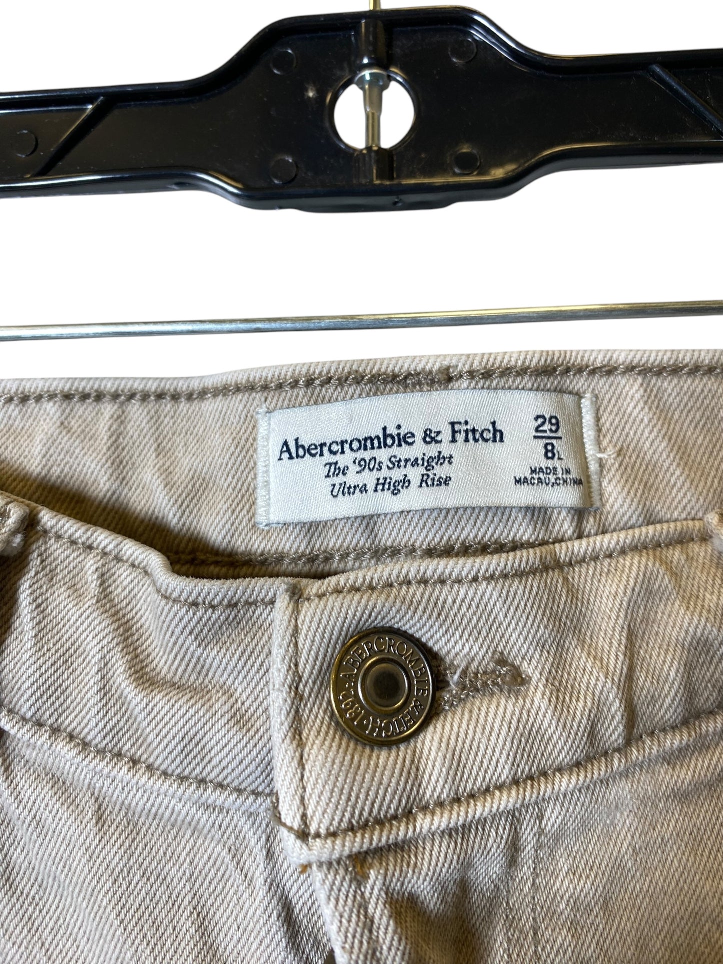 Jeans Straight By Abercrombie And Fitch In Ivory, Size: 8