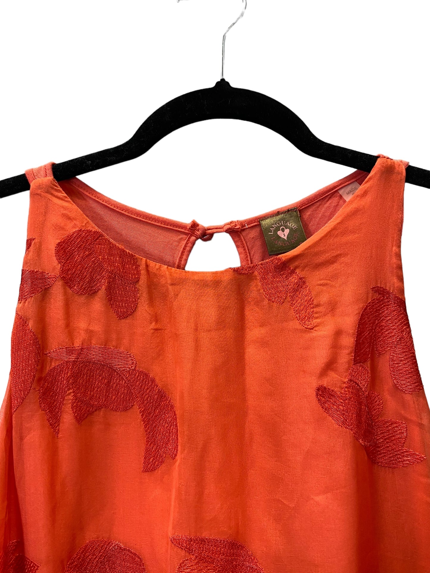 Orange Top Sleeveless Language, Size S