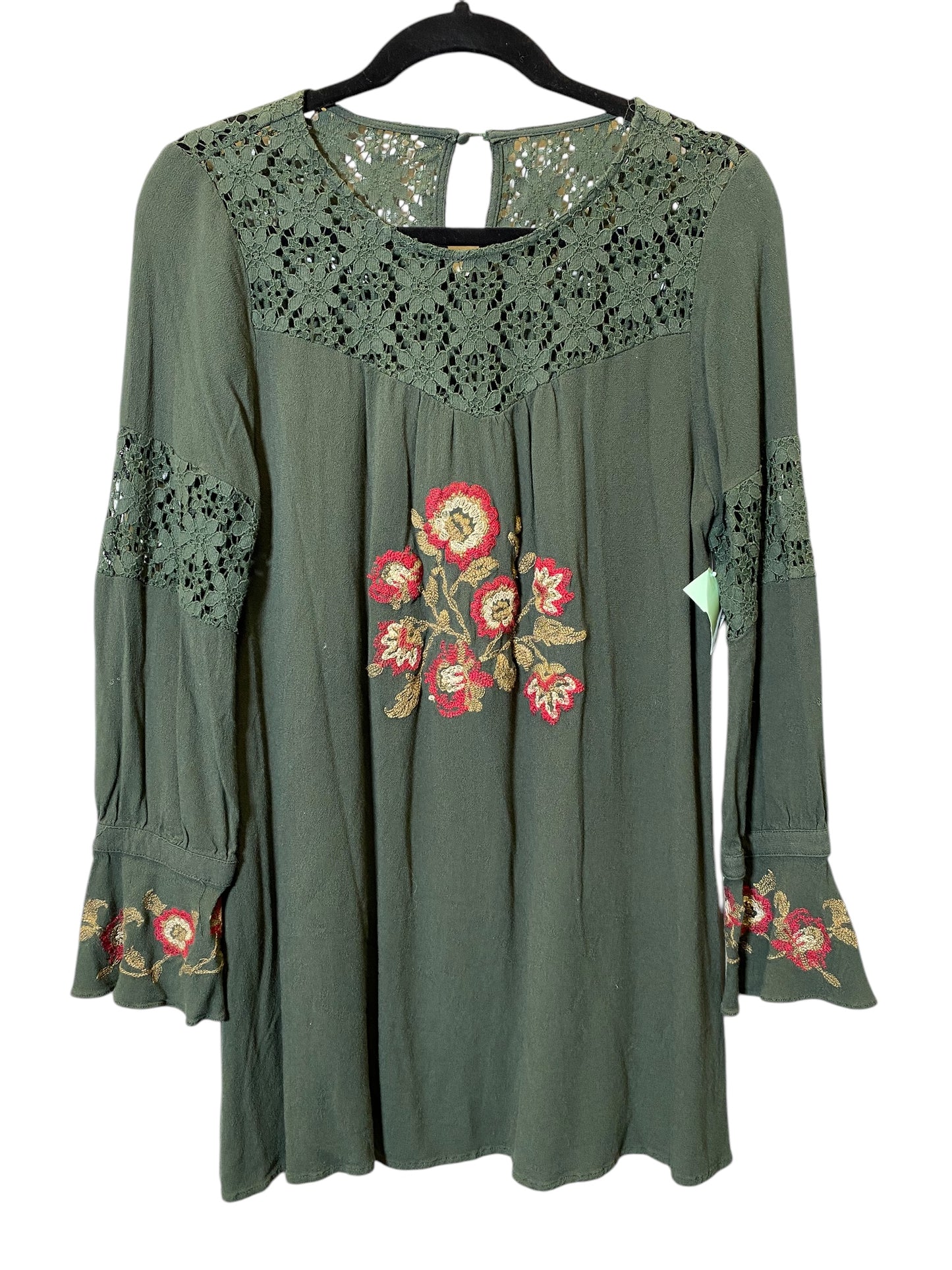 Blouse Long Sleeve By Blu Pepper In Green, Size: M