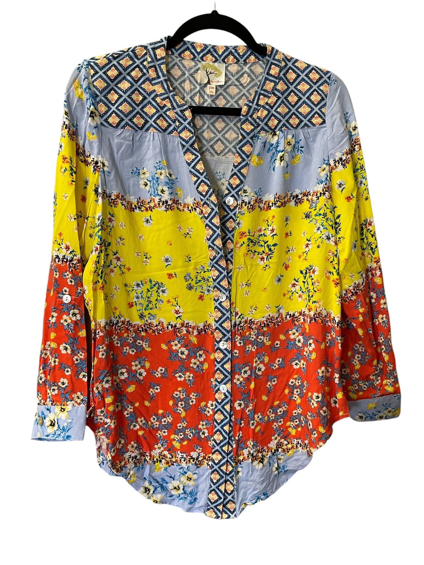 Top Long Sleeve By Figuero & Flower In Floral Print, Size: M