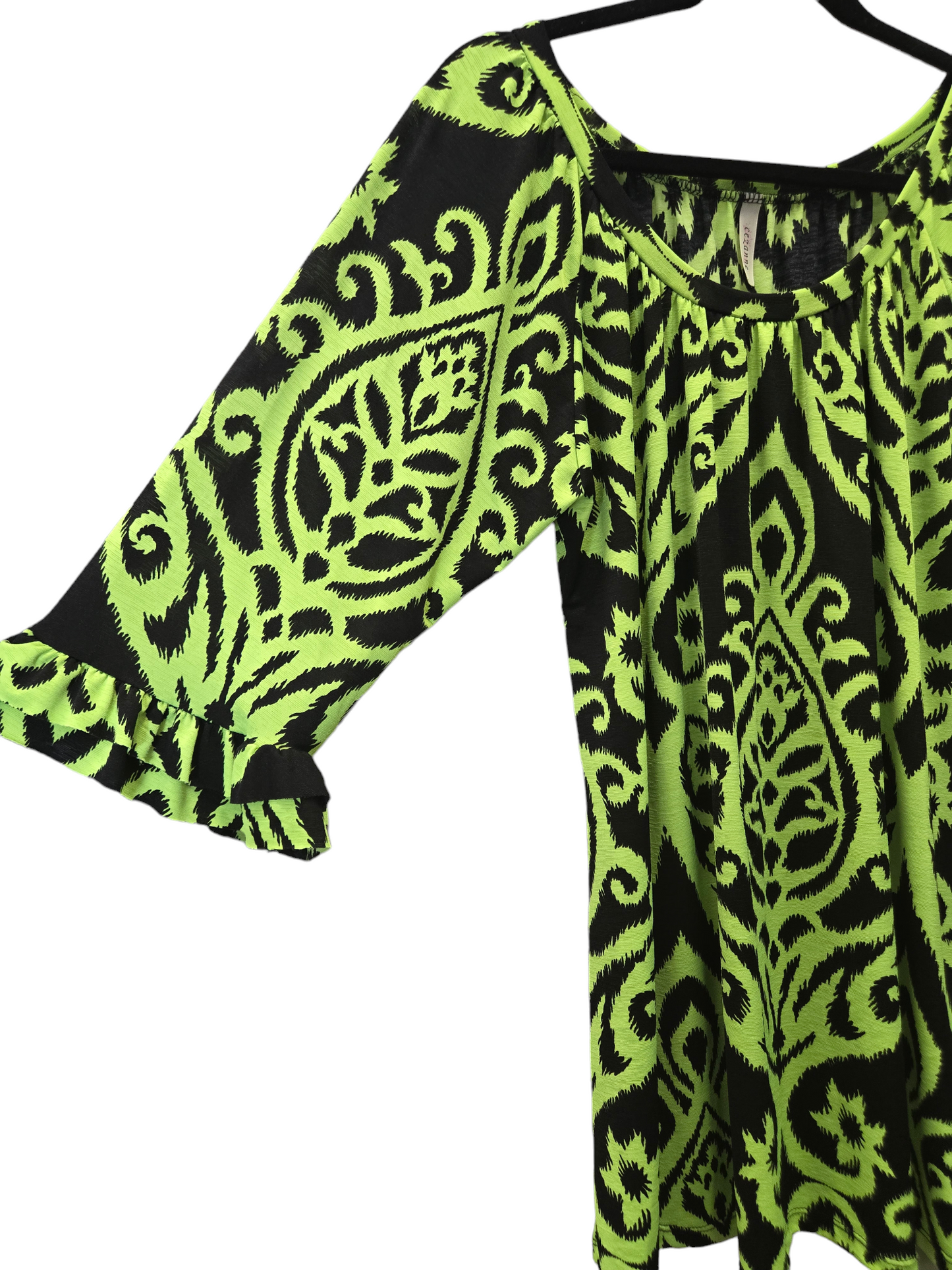 Green Blouse 3/4 Sleeve Cmc, Size L