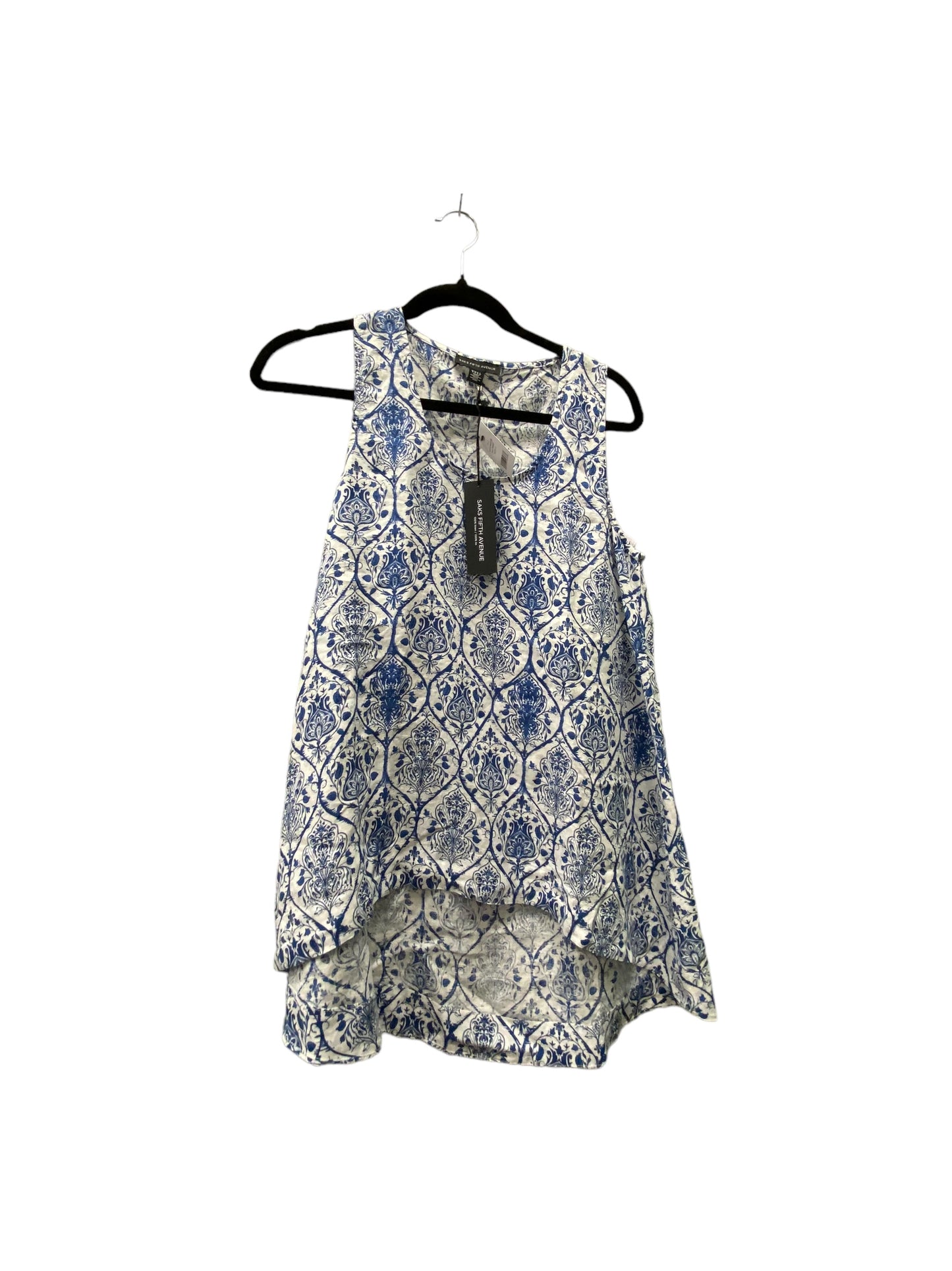 Top Sleeveless By Saks Fifth Avenue In Blue & White, Size: S