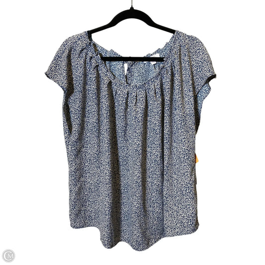 Top Short Sleeve By Lc Lauren Conrad In Blue & White, Size: Xxl