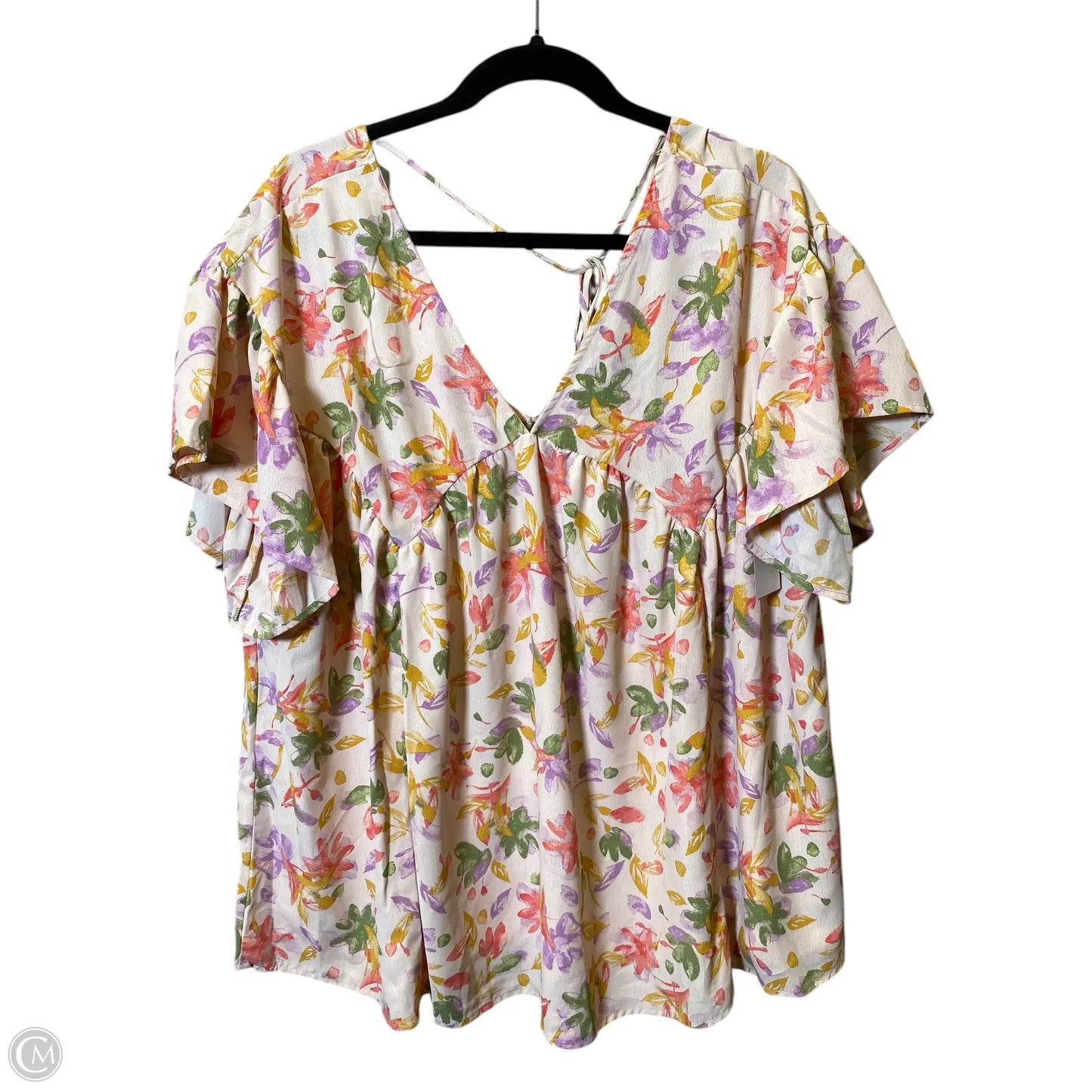 Top Short Sleeve By Cmc In Floral Print, Size: L