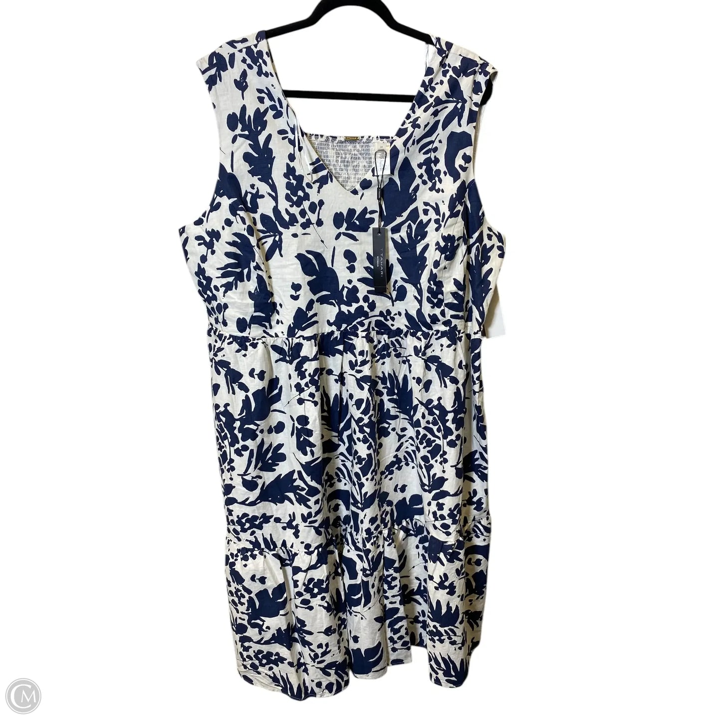 Dress Casual Midi By T Tahari In Blue & White, Size: 2x