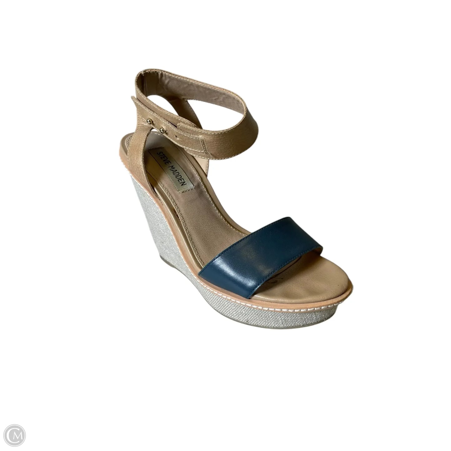 Sandals Heels Wedge By Steve Madden In Blue & Tan, Size: 7