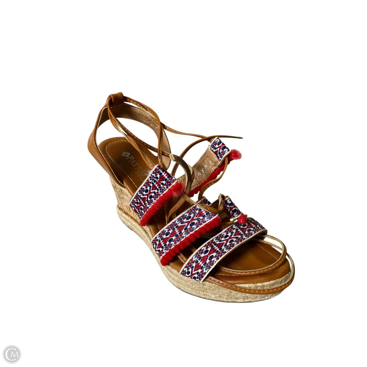 Sandals Heels Wedge By Spring Step In Blue & Red & White, Size: 6.5