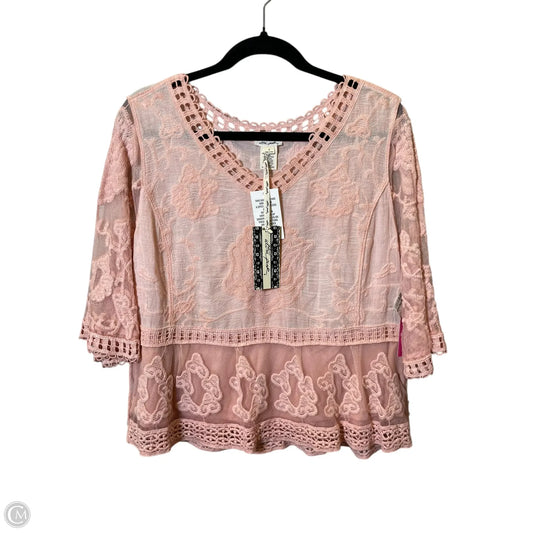 Top 3/4 Sleeve By Ultra Pink In Pink, Size: M