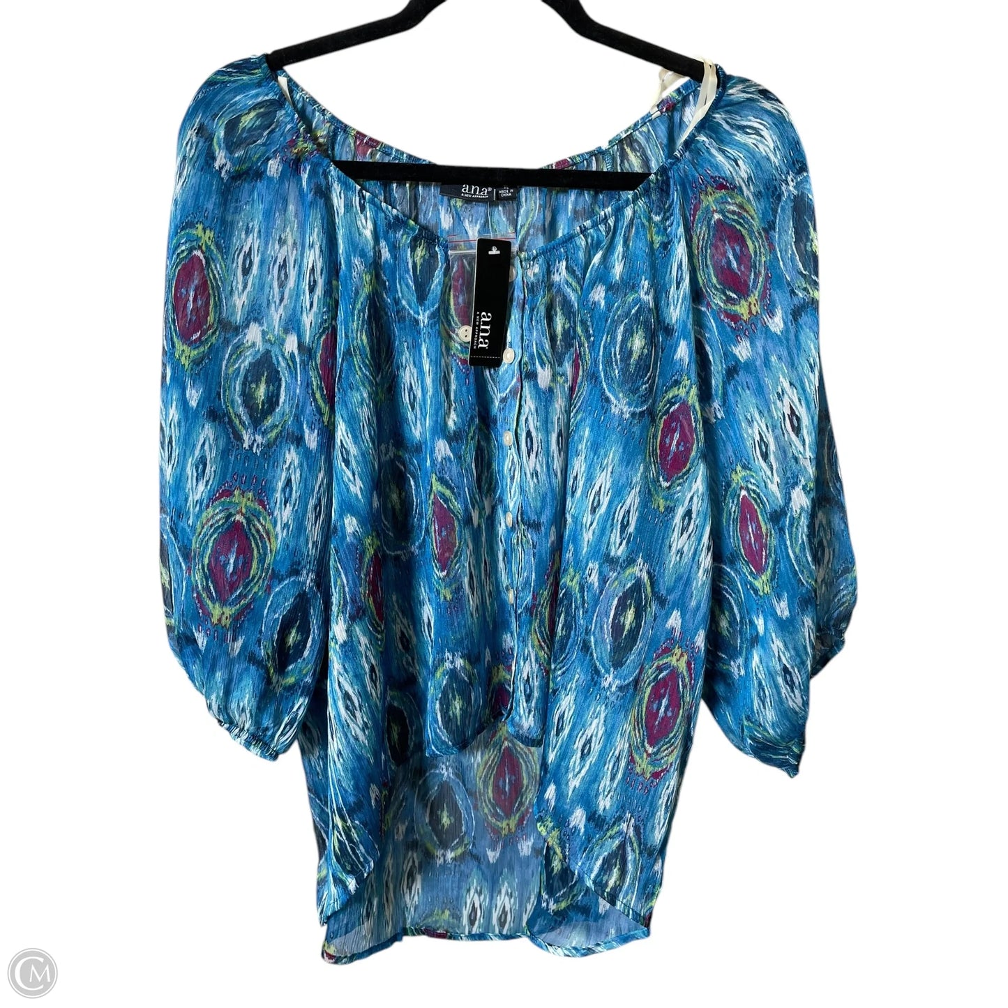 Blouse Short Sleeve By Ana In Multi-colored, Size: Xl