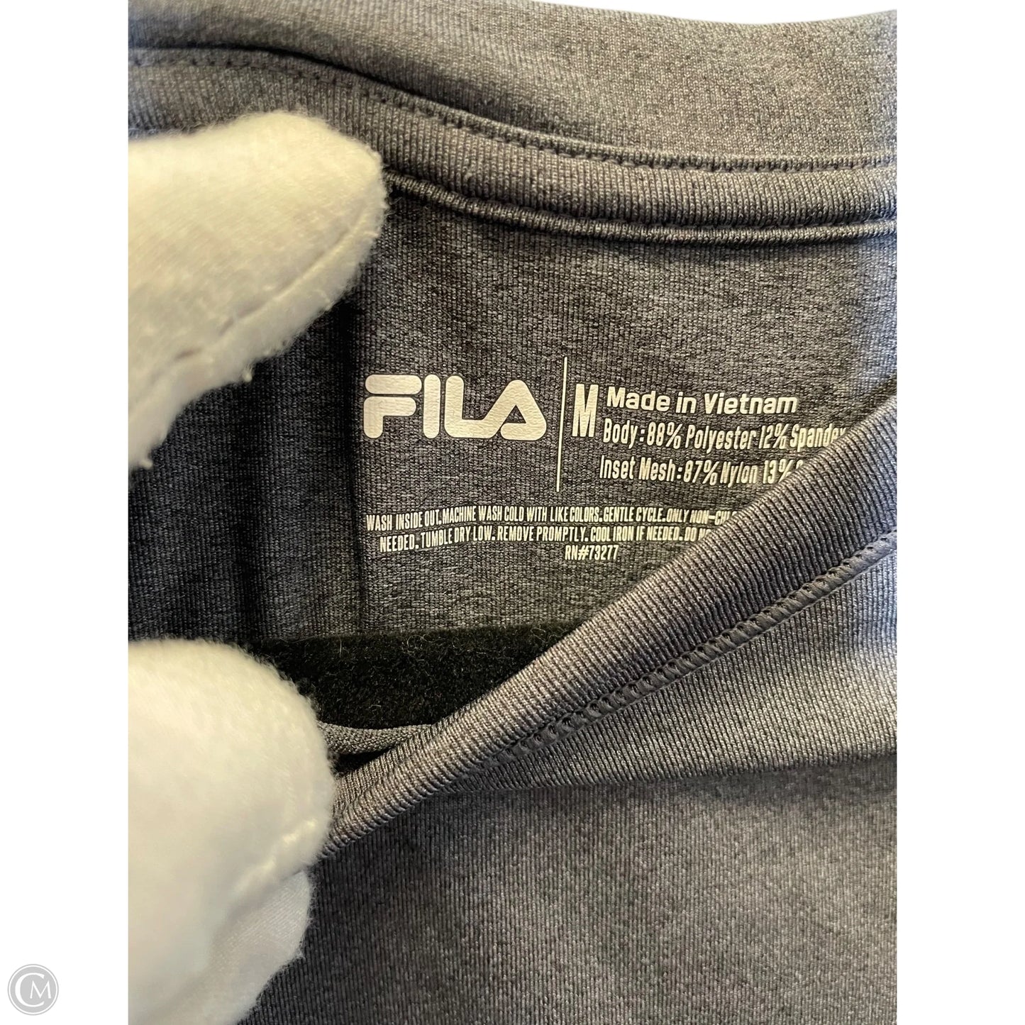 Athletic Top Short Sleeve By Fila In Grey, Size: M