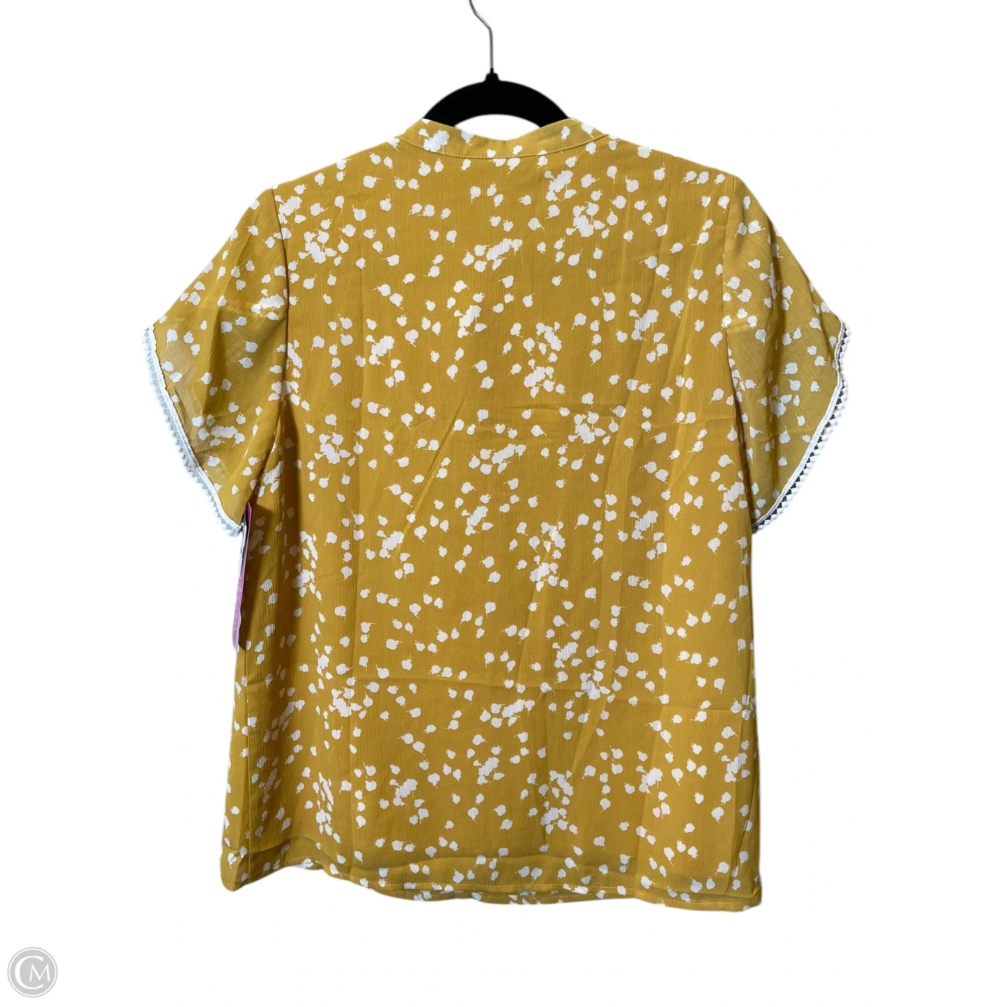 Top Short Sleeve By Cmc In White & Yellow, Size: M