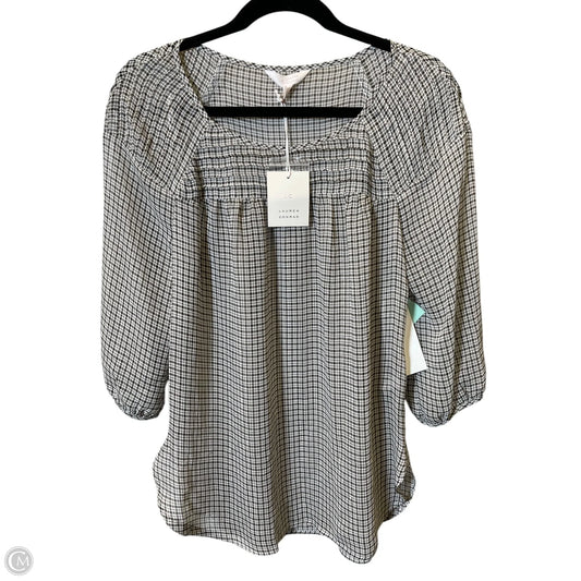 Top 3/4 Sleeve By Lc Lauren Conrad In Checkered Pattern, Size: M