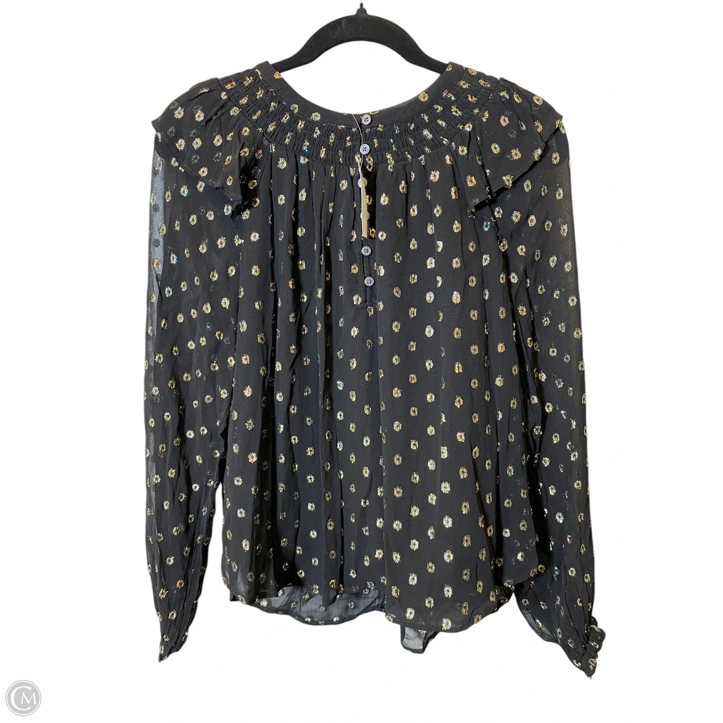 Top Long Sleeve By Loft In Black & Gold, Size: Xs